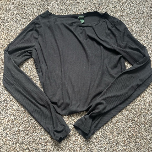 Tops - Wild Fable Black Ribbed Top ribbed long sleeve crop tee y2k large